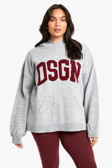 Grey Plus Dsgn Knitted Oversized Hoody