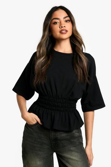 Oversize t-shirt med veckad midja black