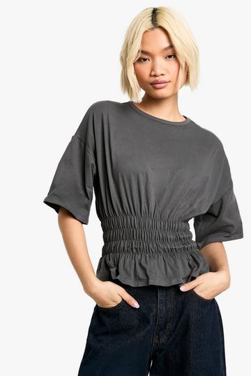 Oversize t-shirt med veckad midja charcoal