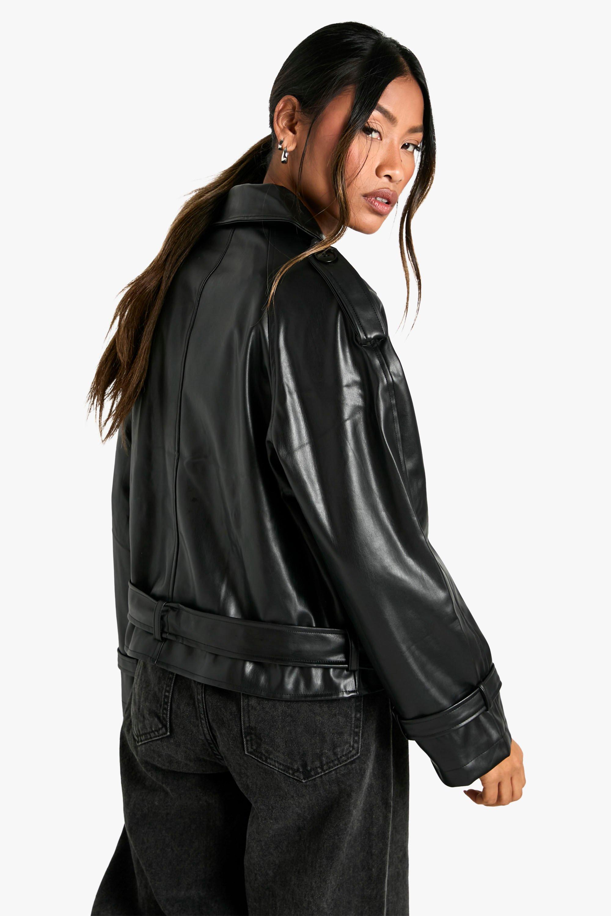 Leather short coat clearance