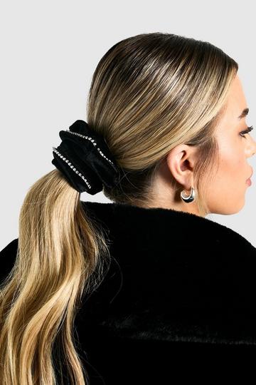 Black Christmas Bauble Gift Diamante Scrunchie