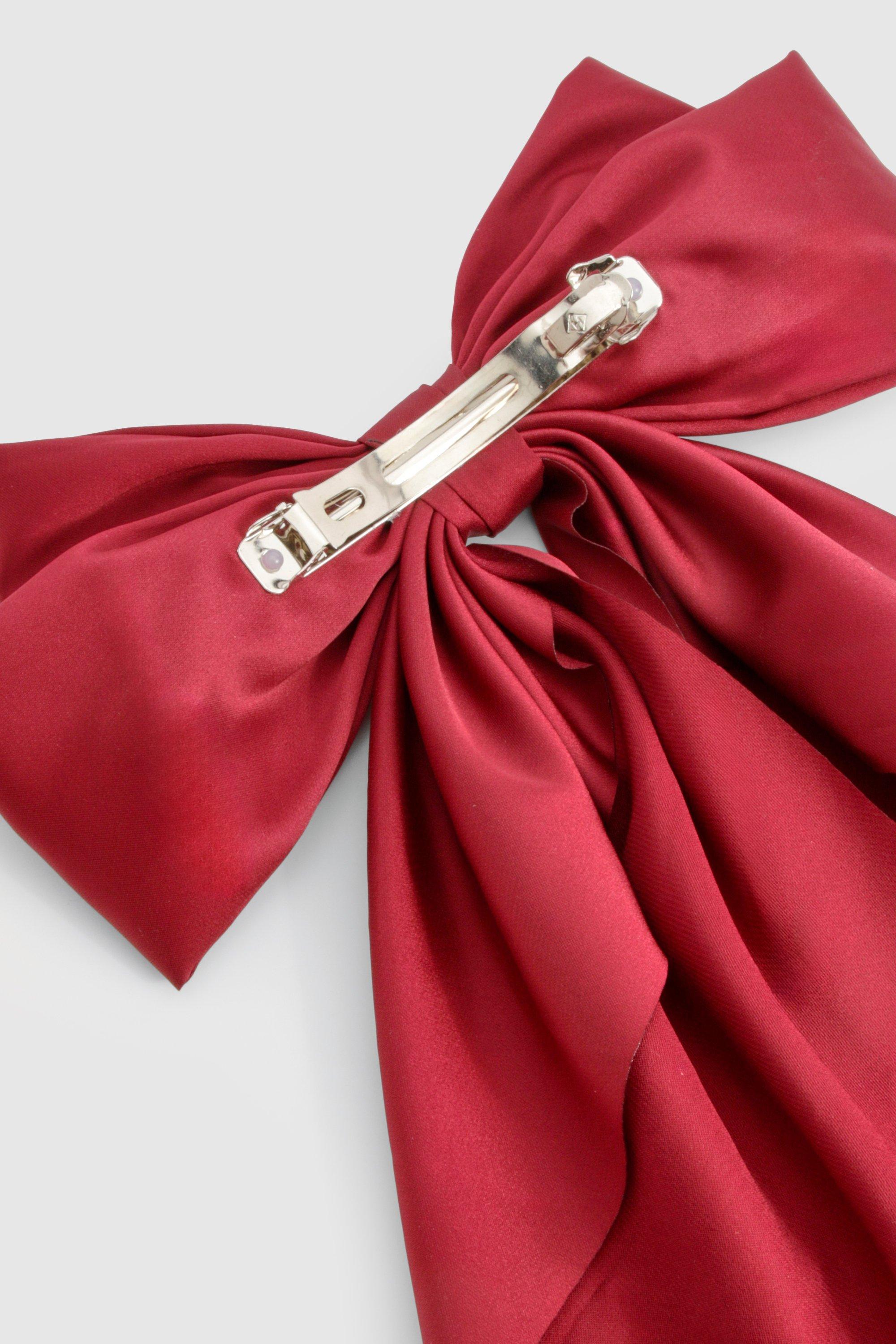 SATIN BOW HAIR CLIP MAROON SATIN BOW HAIR CLIP MAROON
