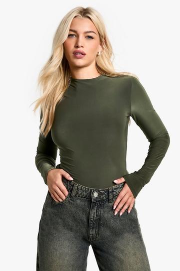 DOUBLE LAYER SLINKY BODYSUIT khaki