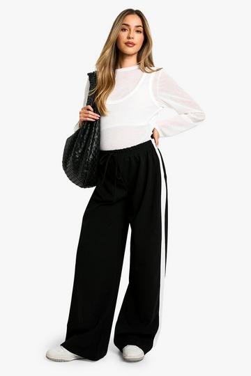 Zwangerschap Contrasterende Wide Leg Broek Met Zijstreep black