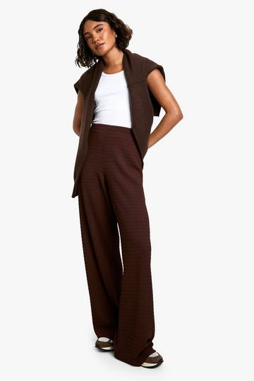 Tall Texture Crinkle Wide Leg Trouser chocolate