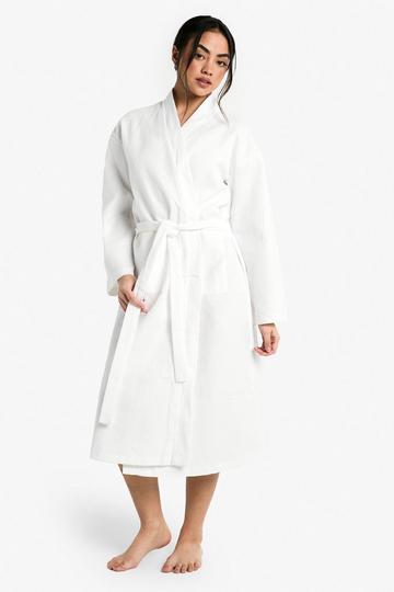 Waffle Dressing Gown Robe white