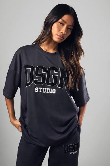 Oversized Badstoffen Dsgn T-Shirt charcoal