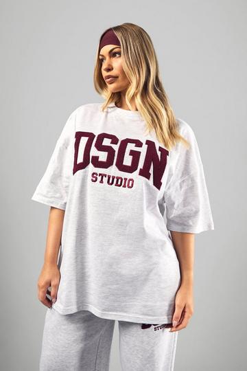 Dsgn Towelling Applique Oversized T-Shirt ash grey