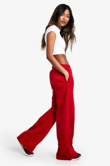 Minimal Drawstring Mid Waist Straight Leg Jogger red