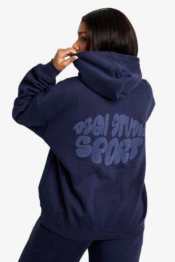 Navy Dsgn Sport Bubble Print Oversized Hoodie