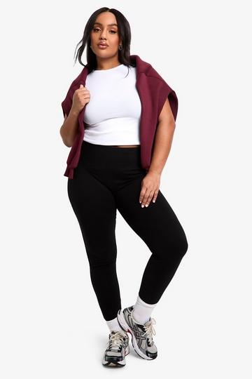 BOOHOO BASICS PLUS HIGH WAISTED DEEP WAISTBAND LEGGING black