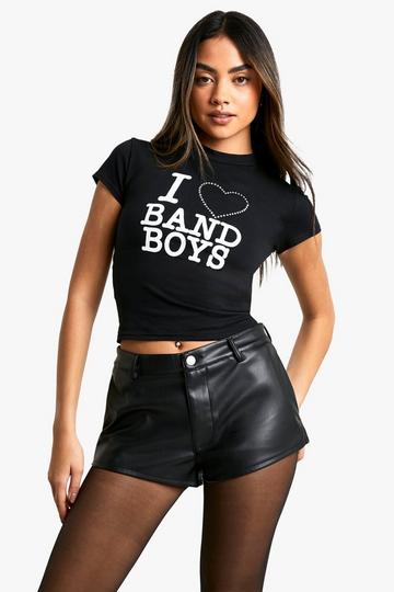 I HEART BAND BOYS HOTFIX PRINTED BABY TEE black