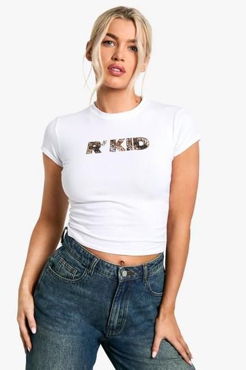 R-KID LEOPARD PRINTED BABY TEE white