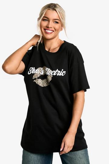 SHE'S ELECTRIC PRINTED OVERSIZED T-SHIRT black