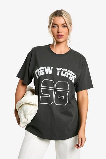 NEW YORK PRINTED OVERSIZED T-SHIRT charcoal