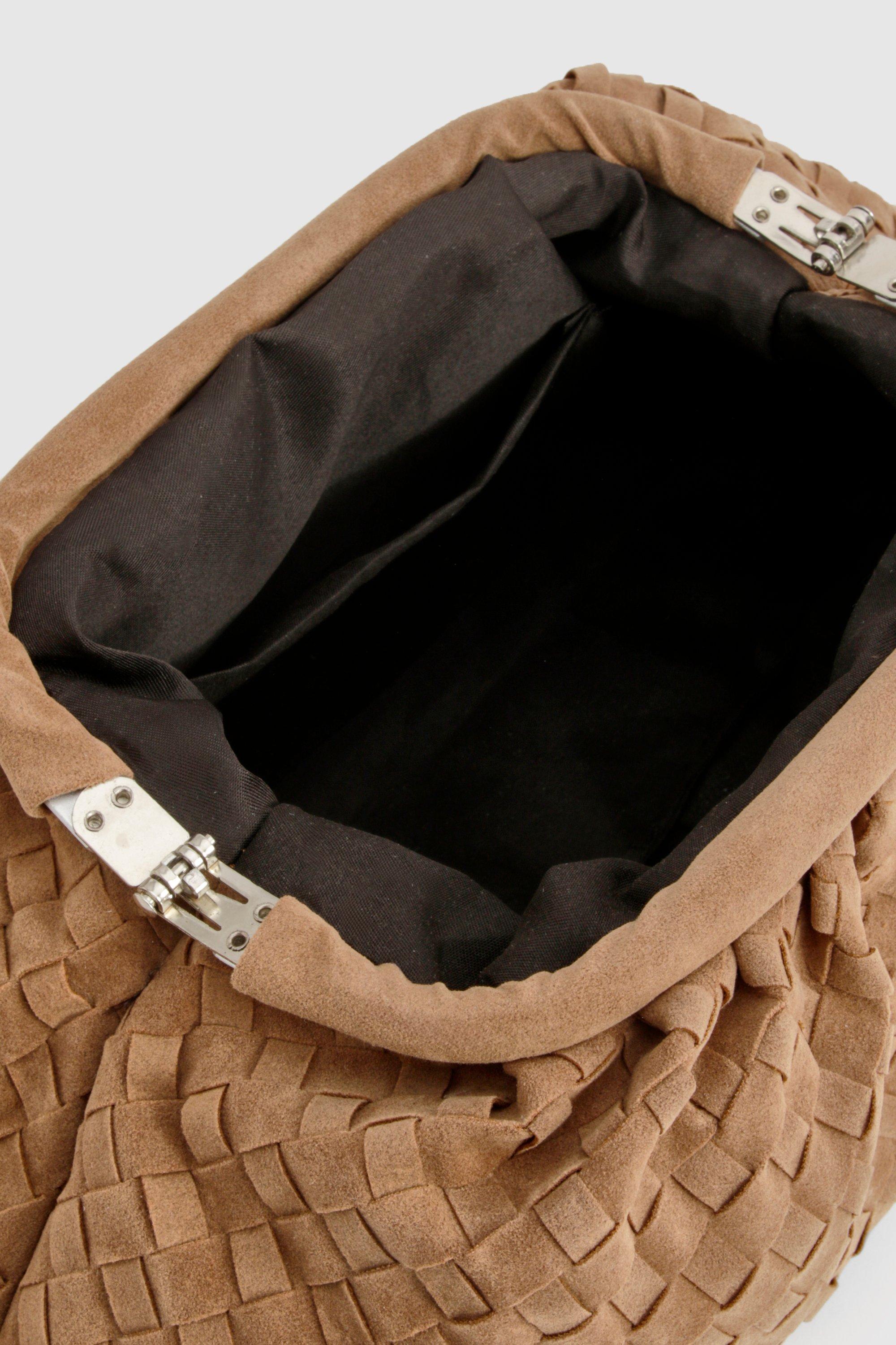 Woven Faux Suede Clutch Bag boohoo IE