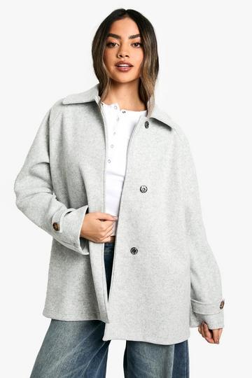 Asymmetric Wool Look Jacket grey marl