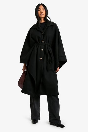 Black Wool Look Cape