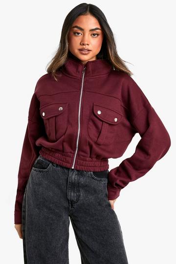 Pocket Detail Bomber Jacket chocolate