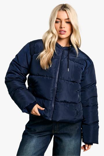 Hooded Short Puffer navy