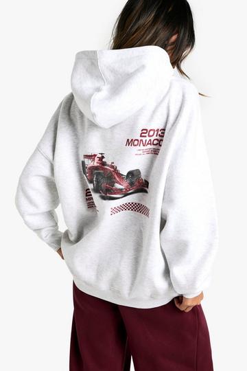 Oversized Hoodie Met Racewagen Print ash grey