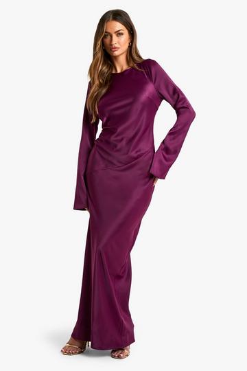 Satin Column Maxi Dress purple