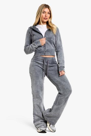 WASHED LOW RISE FITTED FLARED JOGGER charcoal