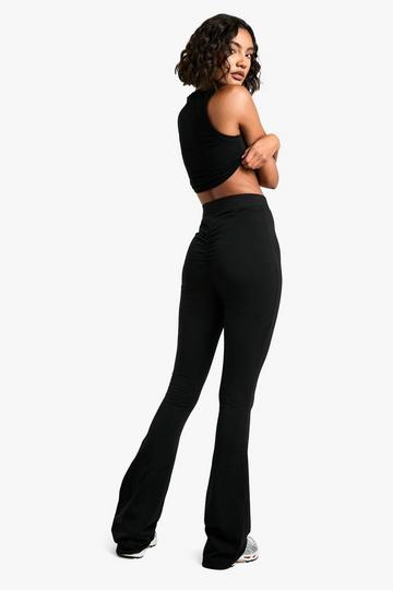 Tall Cotton Jersey Ruched Booty Boosting Flares black