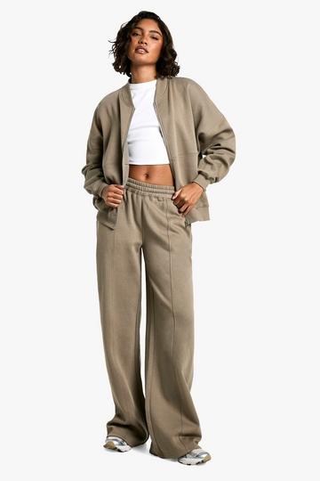 Tall Zip Through Bomber Straight Leg Tracksuit khaki