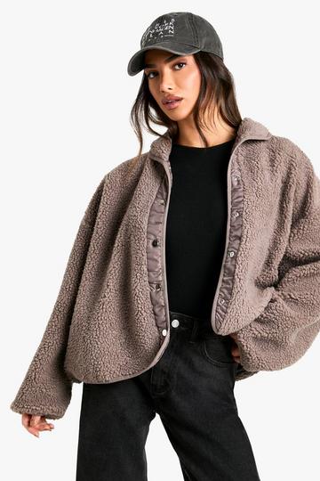 Petite Boxy Teddy Jacket mushroom