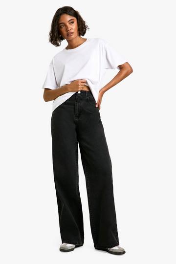 Tall Basics High Waisted Wide Leg Jeans washed black