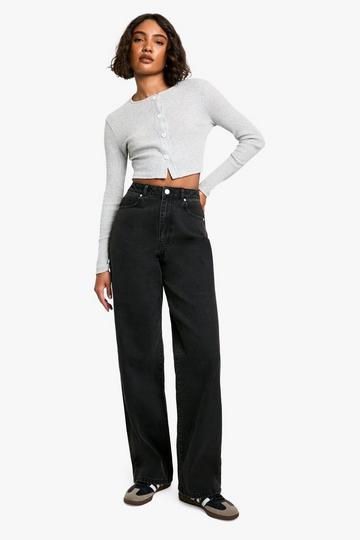 Tall Basics High Waisted Boyfriend Jeans washed black