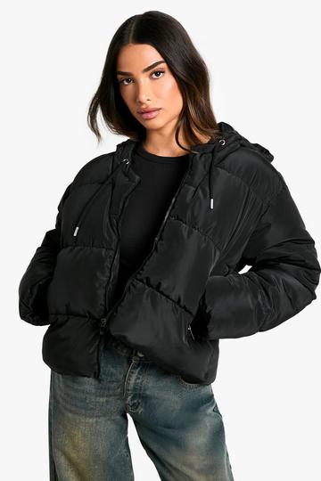 Petite Hooded Short Puffer black