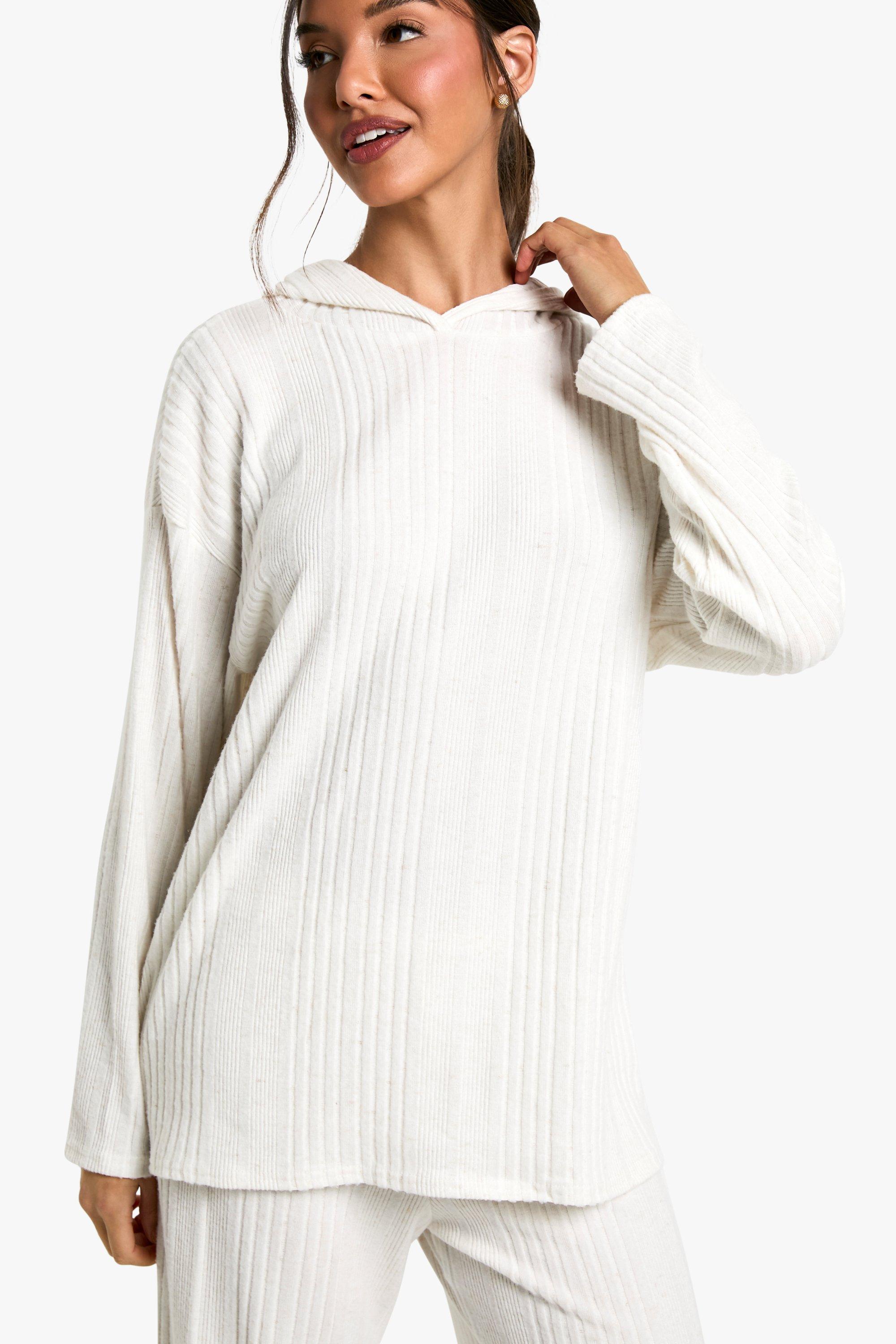 Ribbed Soft Knit Lounge Hoodie Trouser Set boohoo NL