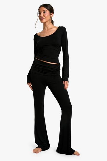 Fold over Flared Lounge Trousers black