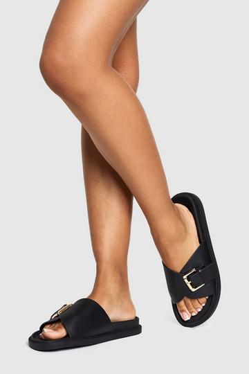 Wide Fit Buckle Strap Sandal black