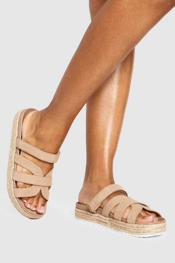 Immy Cross Strap Flatform Sandals taupe
