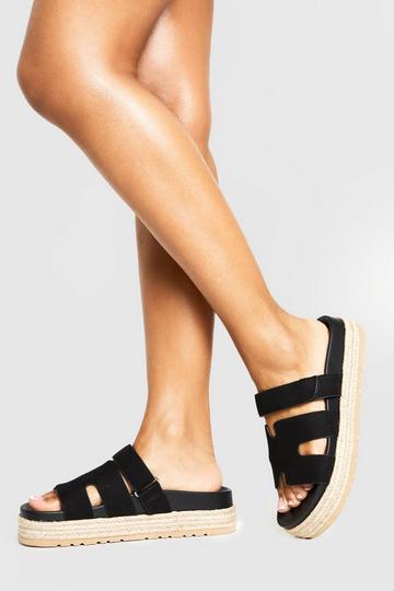 Geweven Nep Suède Slippers Met Plateauzolen black