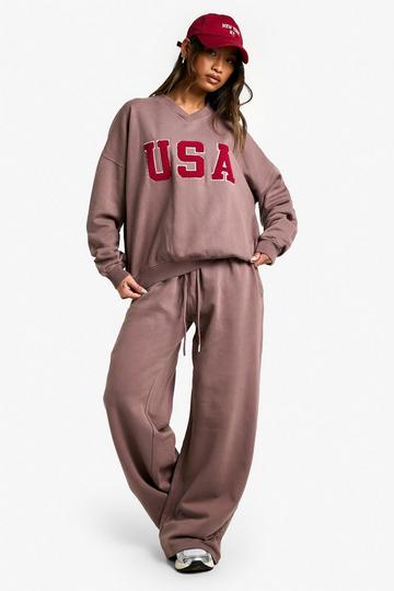 USA Pocket Print Straight Leg Jogger mocha