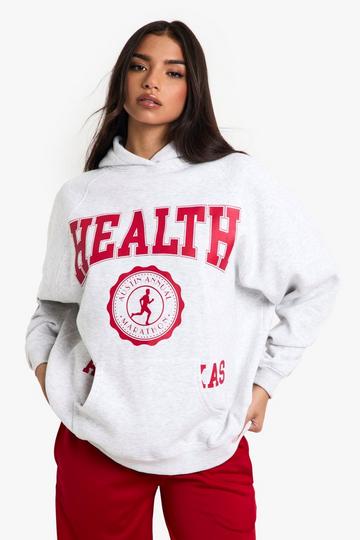 Oversized Austin Texas Health Hoodie Met Tekst ash grey