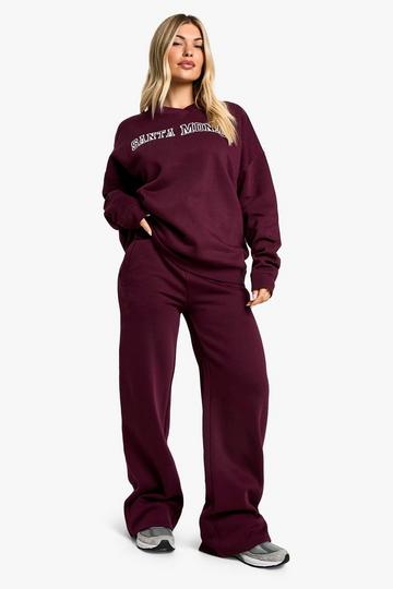 Red Burgundy Straight Leg Track Pants