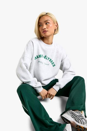 Champs Elysees Slogan Oversized Sweatshirt ash grey