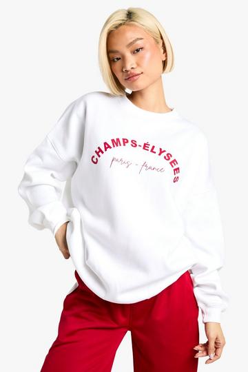 Champs Elysees Slogan Oversized Sweatshirt cream