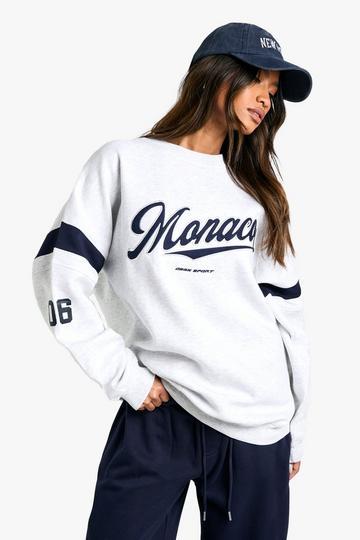 Dsgn Sport Monaco Slogan Oversized Sweatshirt ash grey