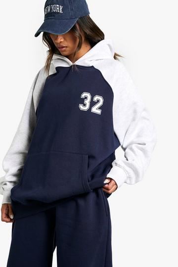 Oversized Raglan 32 Hoodie navy