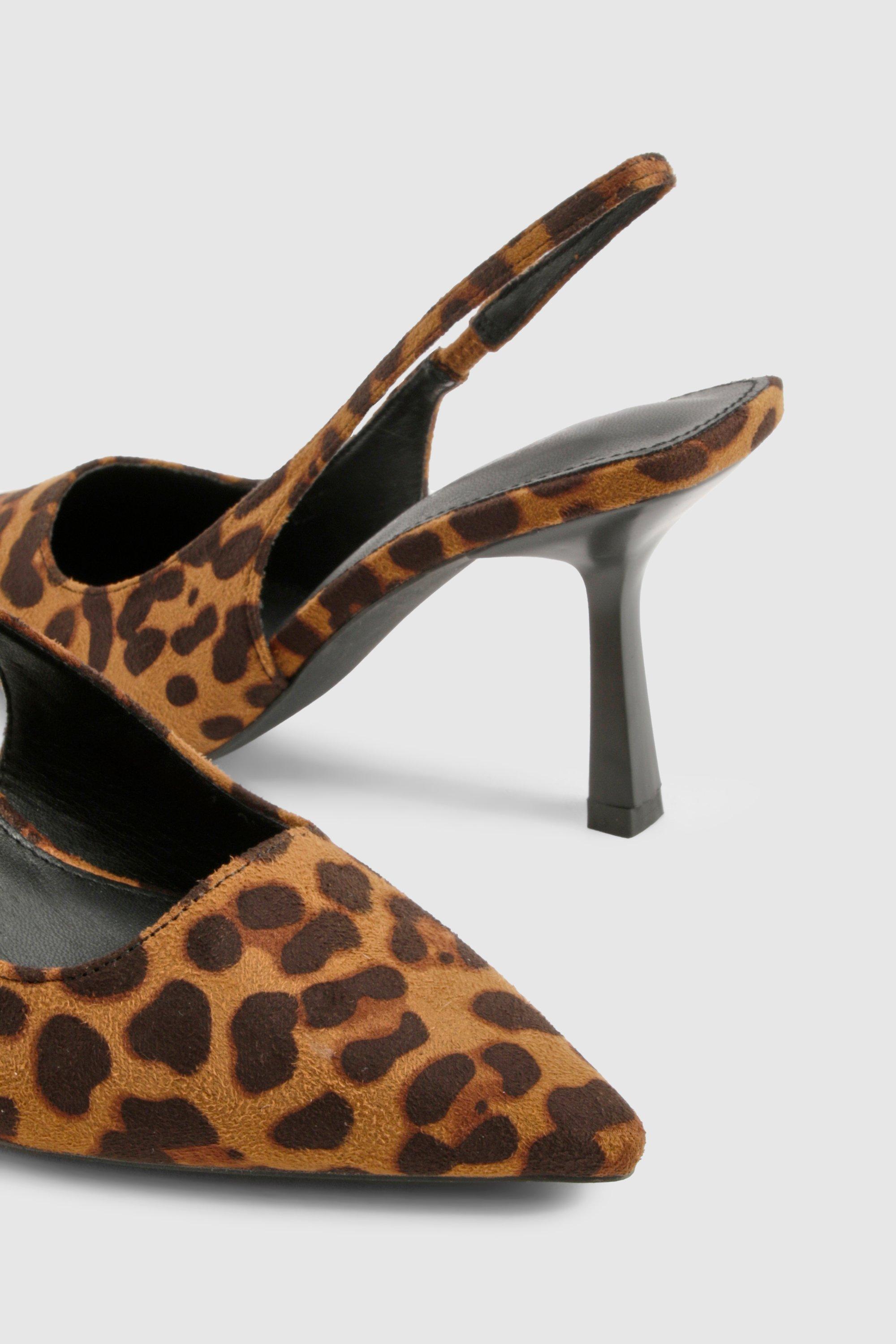 Leopard Slingback Pointed Toe Court Heel