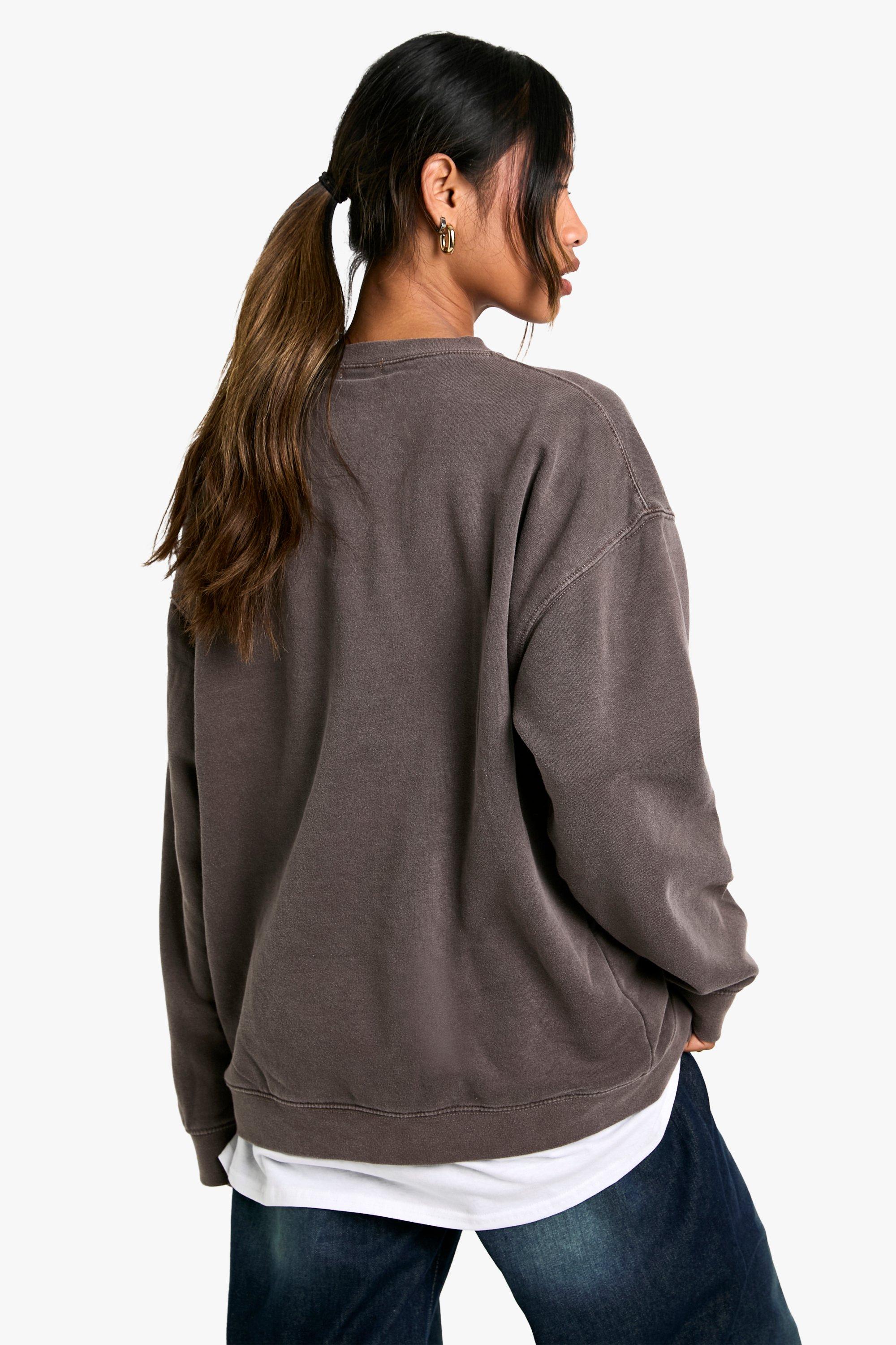 Brooklyn New York 86 Overdyed Oversized Sweatshirt | boohoo USA Brooklyn New York 86 Overdyed Oversized Sweatshirt | boohoo USA