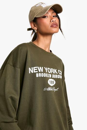 Olive Green NYC Brooklyn Borough Oversized Sweatshirt