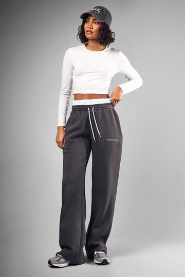 Tall Contrast Waist Wide Leg Jogger charcoal