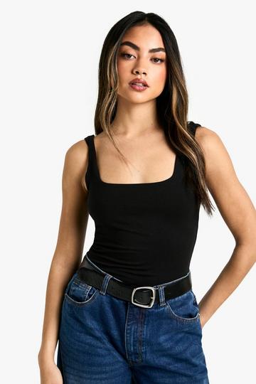 Double Layer Modal Jersey Sleeveless Bodysuit black